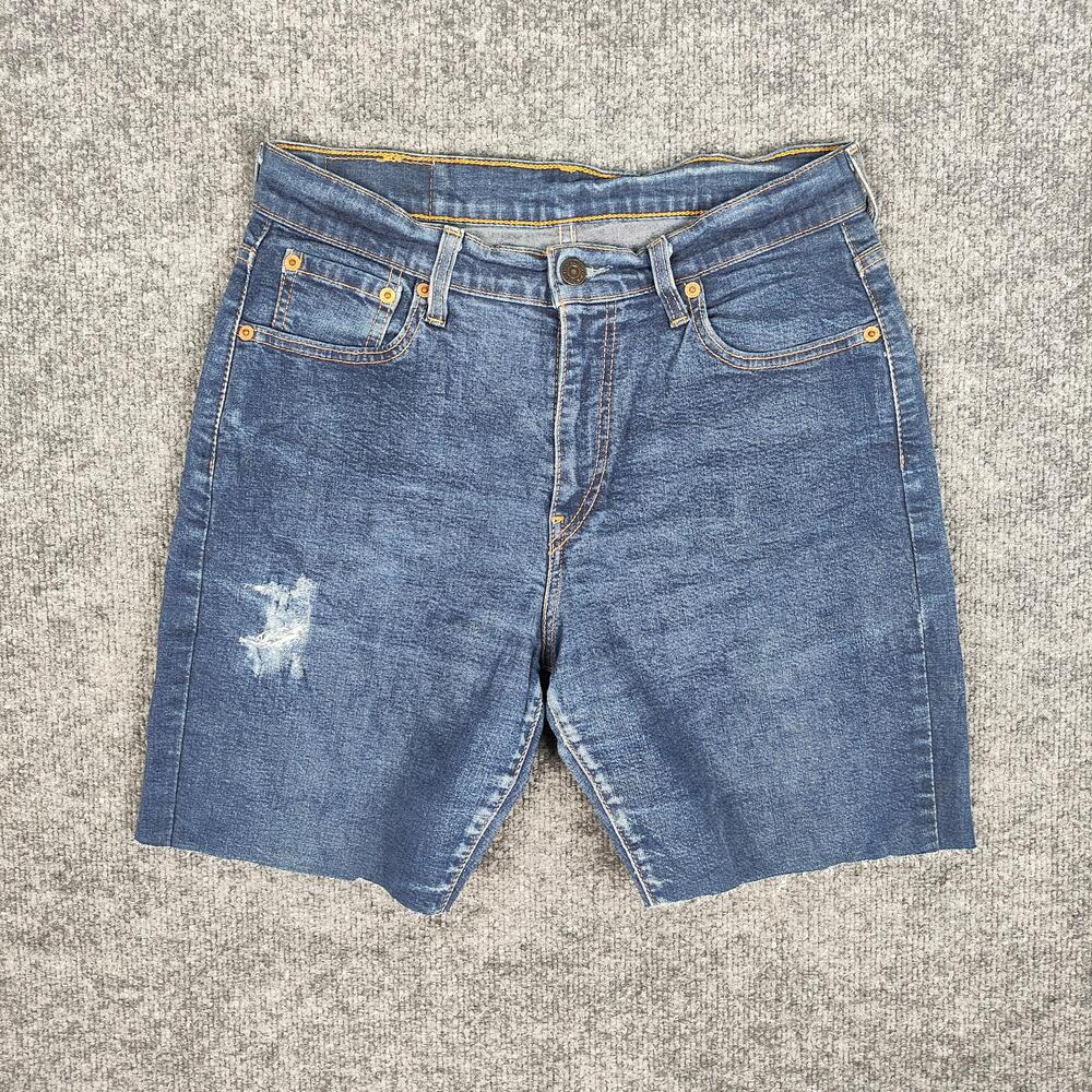 Vintage Levis 584 Shorts Mens 32 Blue Denim Cutoff Relaxed Fit Bermuda Y2K